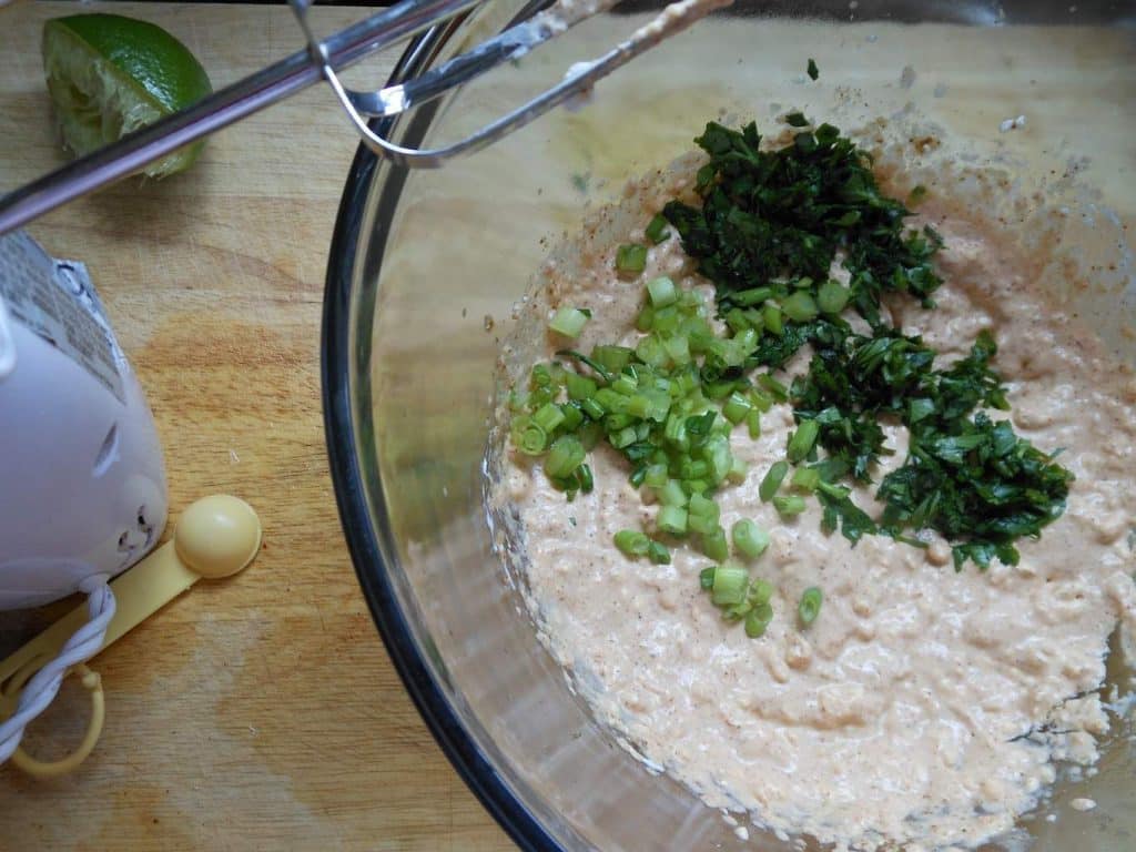 fold in green onions and cilantro