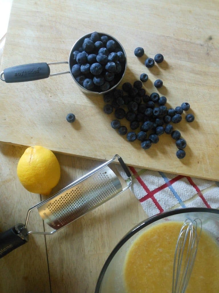 Blueberries, Lemon, microplaner, butter Blueberry Lemon and Poppy Seed Muffins