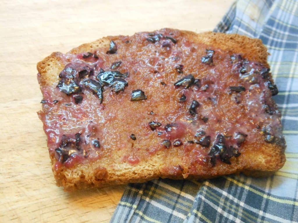 homemade honey wheat loaf with blueberry butter