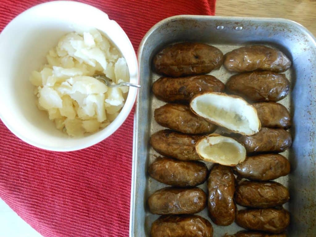 preparing potato skins