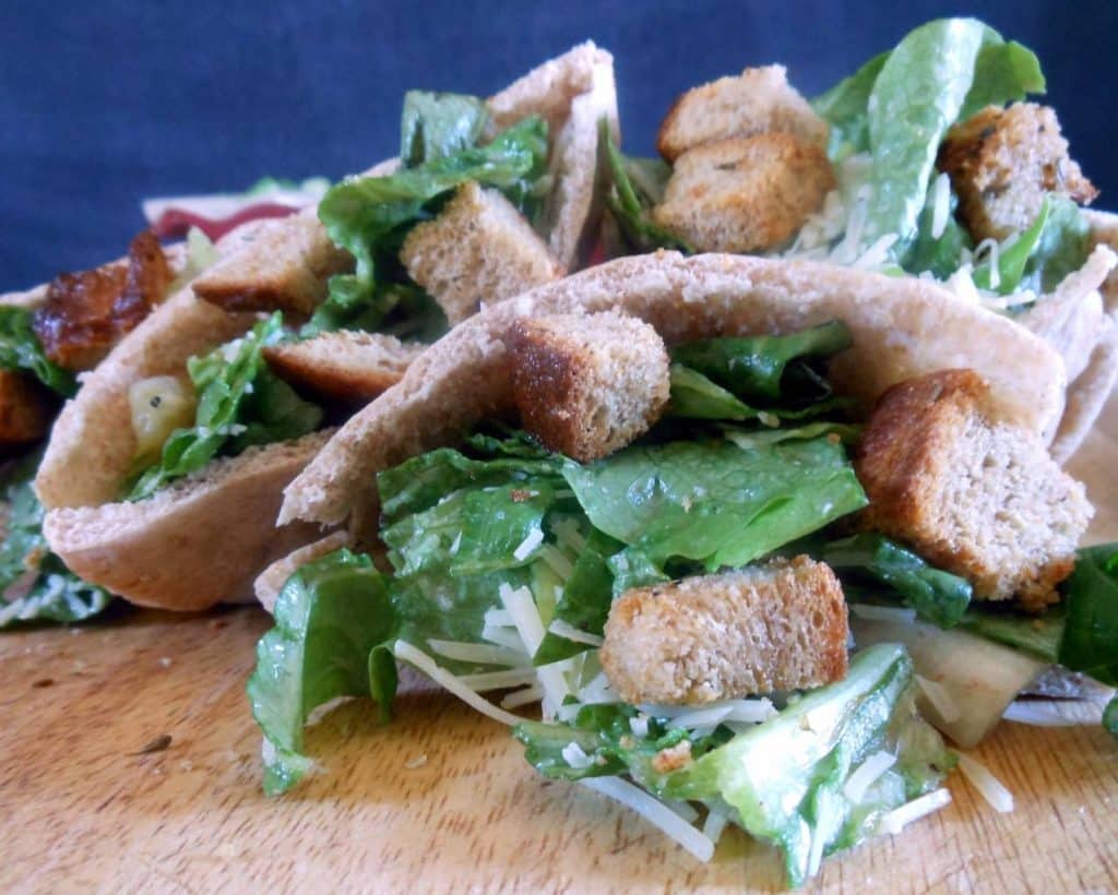Caesar Salad Pita with Light Caesar Dressing