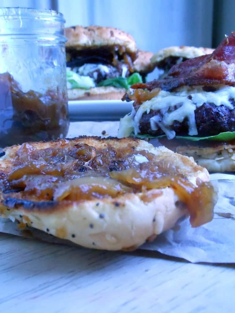 Bangin' Bacon Onion BBQ Burgers Sugar Dish Me