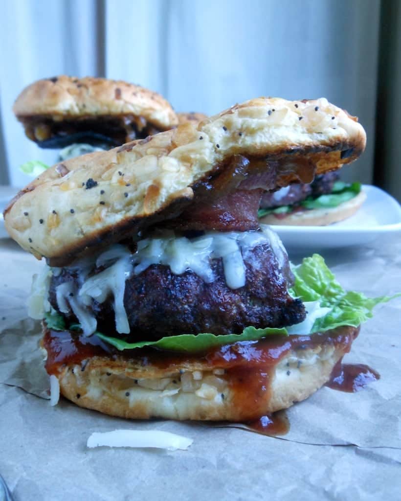 Bangin' Bacon Onion BBQ Burgers Sugar Dish Me