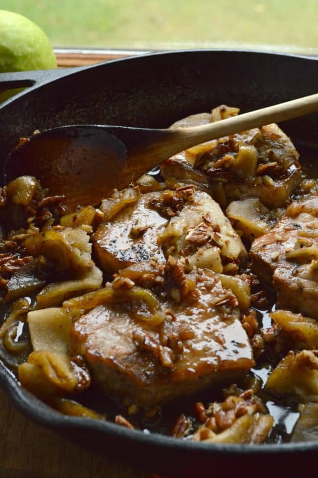 Caramel Apple Pork Chop Skillet