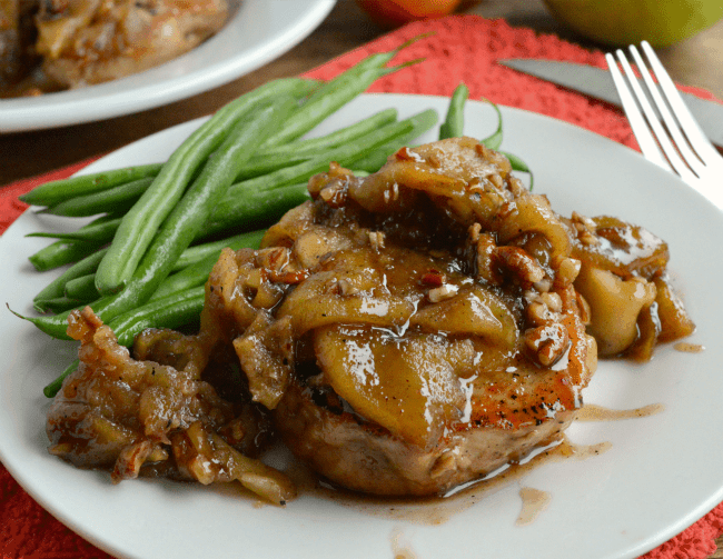 Caramel Apple Pork Chops - Sugar Dish Me