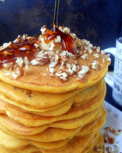 Pancakes made with Pumpkin and Toasted Pecans