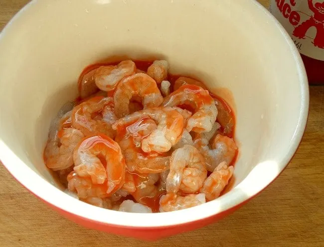 Marinate the Shrimp in Hot Sauce