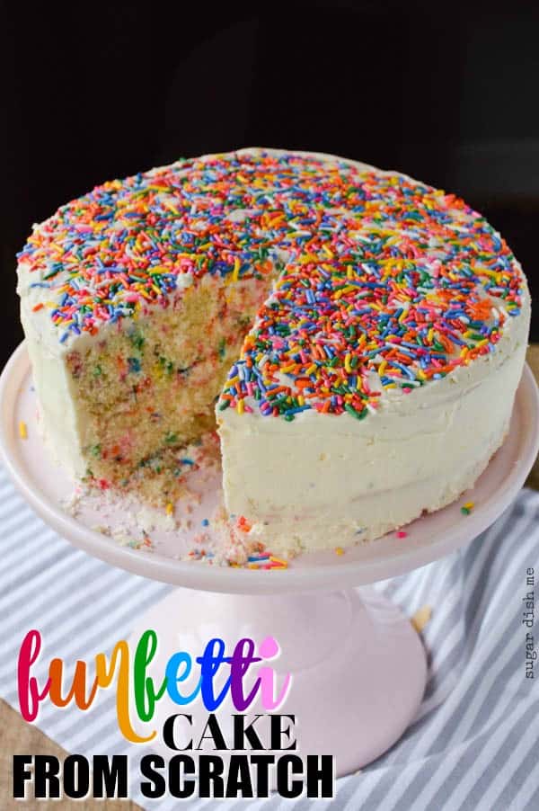 Funfetti Cake From Scratch COVERED in sprinkles!