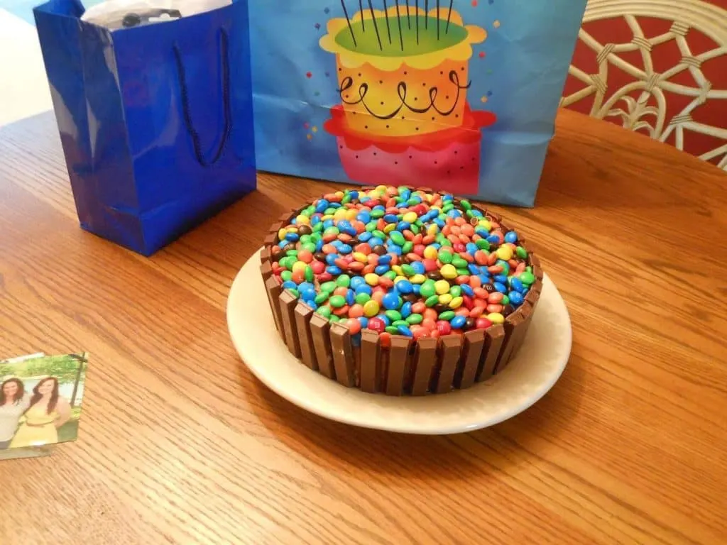 with presents chocolate birthday cake