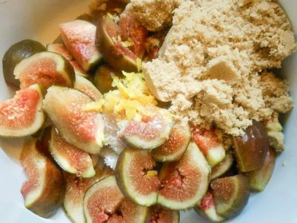 Sliced Fresh Figs with brown sugar and lemon zest for Fresh Fig Newton Filling