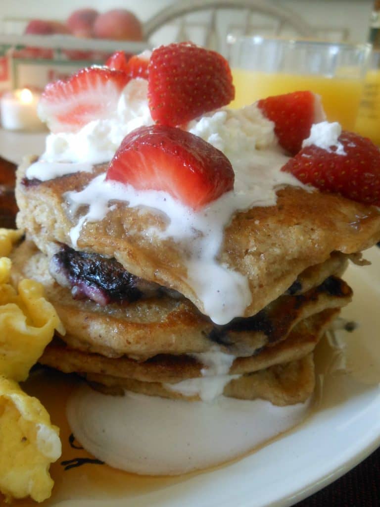 Oat Nutty Whole Wheat Blueberry Pancakes