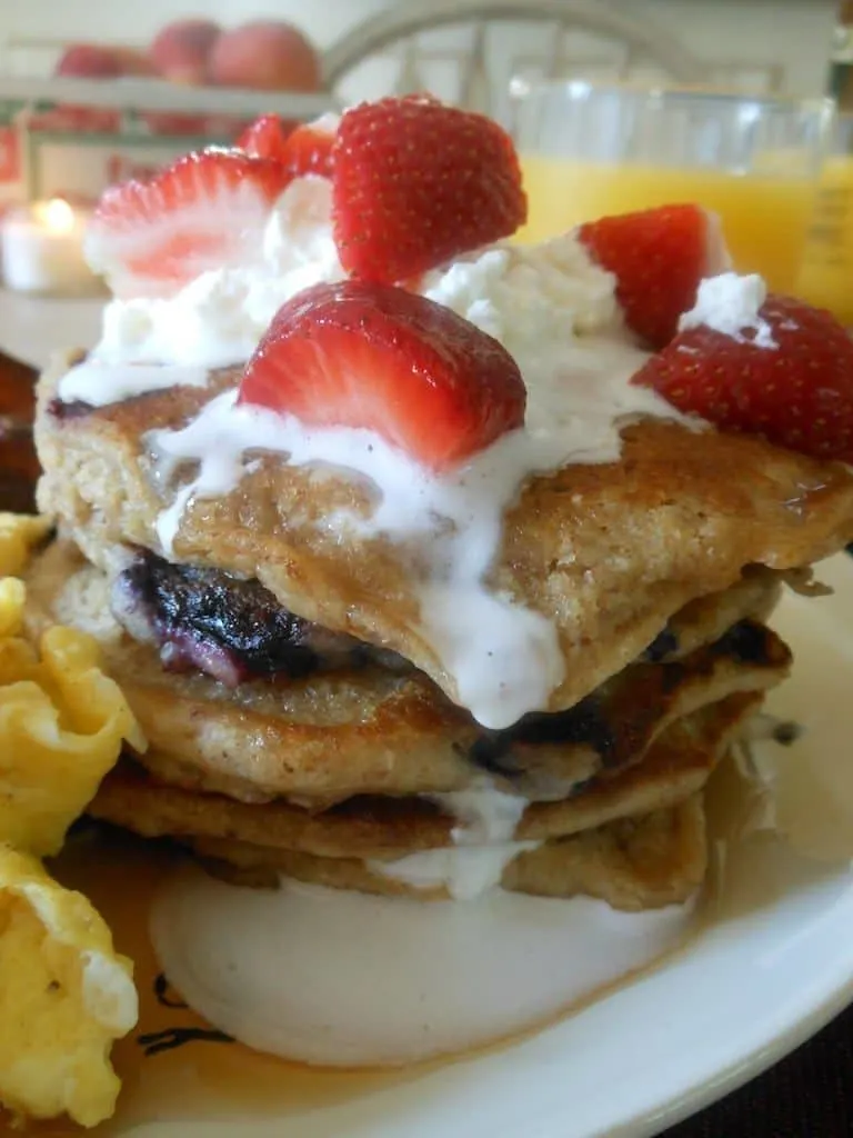 Oat Nutty Whole Wheat Blueberry Pancakes