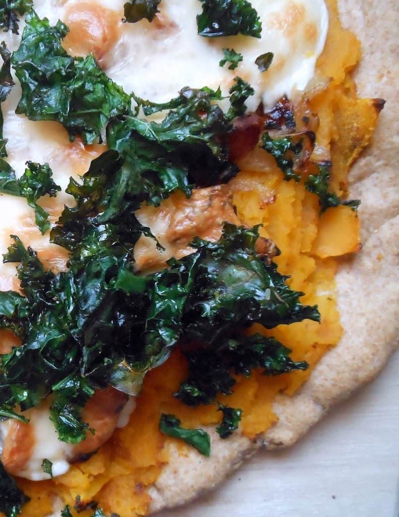 Butternut Squash Pizza with Kale and Bacon