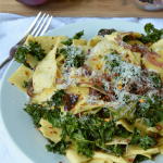 Crispy Kale and Caramelized Onion Pasta