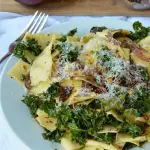Permalink to: Pappardelle with Caramelized Onions and Crispy Kale Crispy Kale and Caramelized Onion Pasta