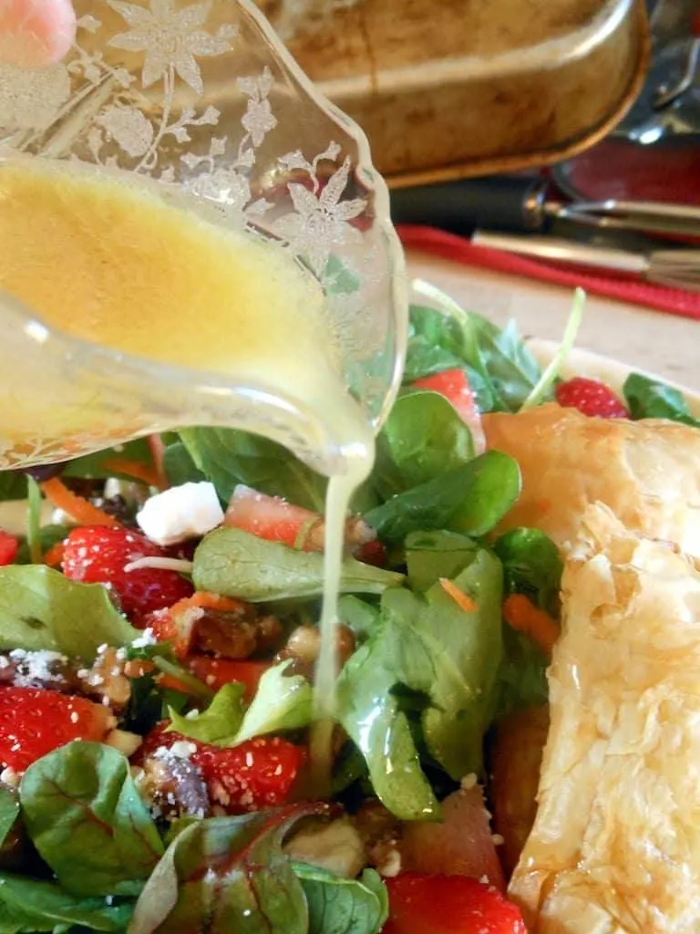 Honey Mustard Vinaigrette Salad with Goat Cheese Pastries