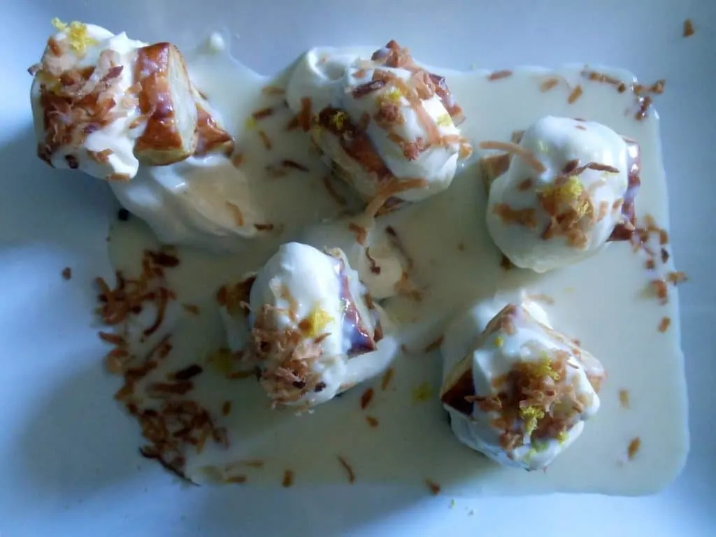 Lemon Thyme Cheesecake Petit Fours with Toasted Coconut