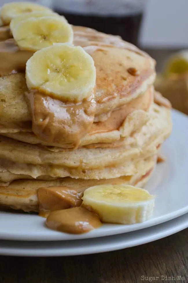 Whole Wheat Banana Pancakes with Peanut Butter