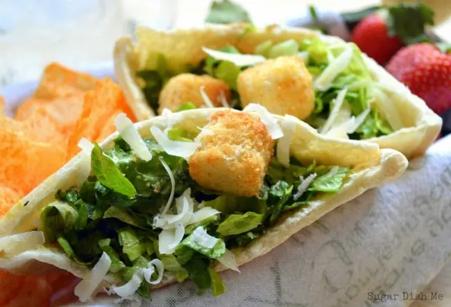 Caesar Salad Pitas with Light Caesar Dressing