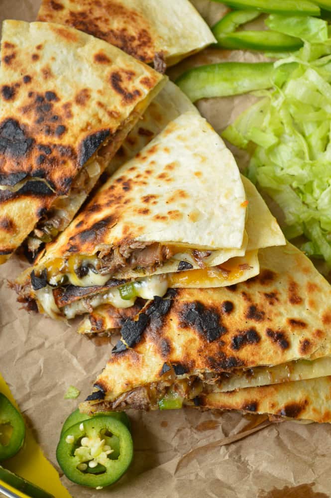 Crock Pot Philly Cheesesteak Quesadillas - Sugar Dish Me