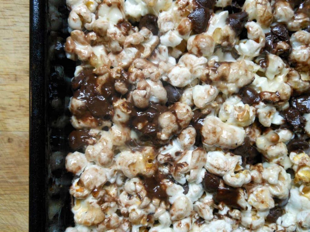 Marshmallow Chocolate Popcorn Treats