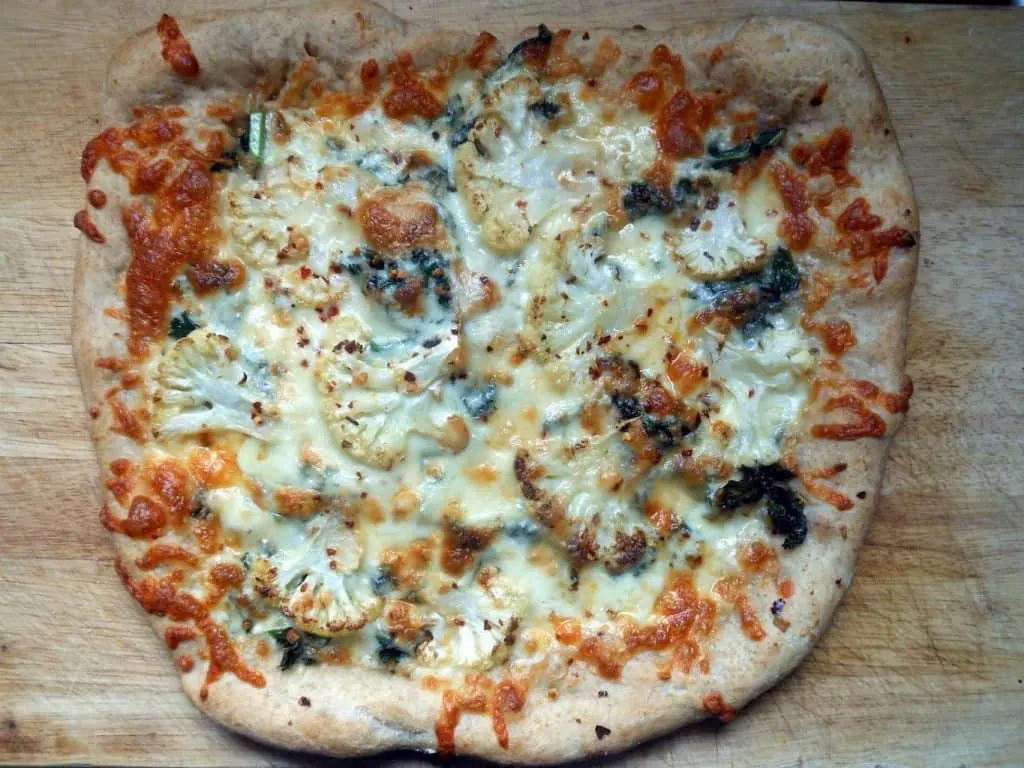 White Pizza with Cauliflower & kale