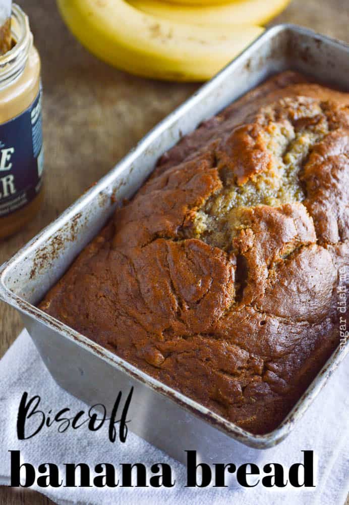 Biscoff Banana Bread in a loaf pan