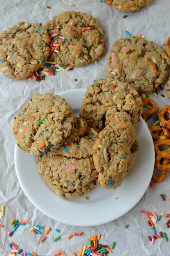 Peanut Butter Oatmeal Cookies with Oreos and Sprinkles