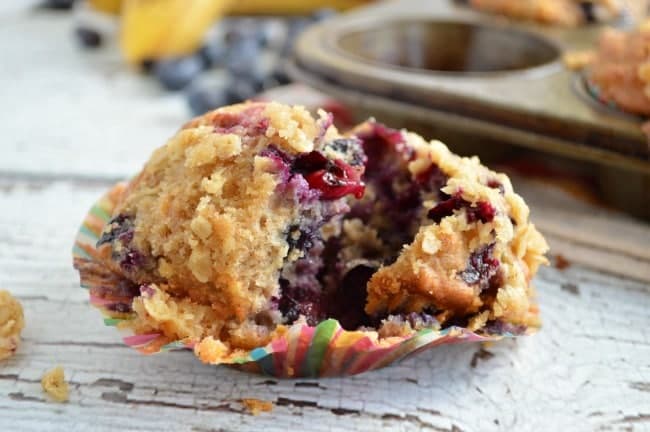 Banana Blueberry Oat Muffins