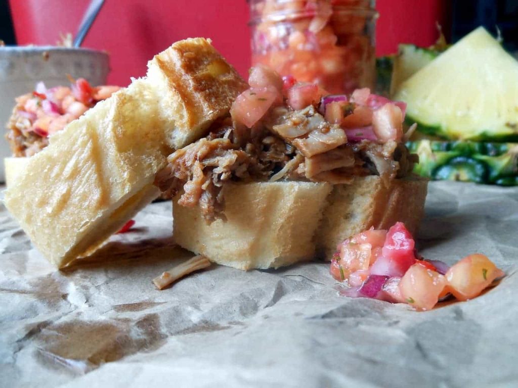 Crock Pot Pork Sandwiches with Sweet and Spicy Pineapple Salsa