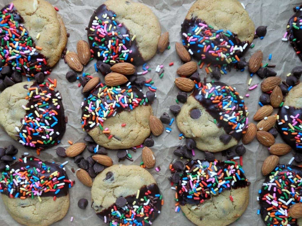 Double Chocolate Almond Sprinkled Cookies