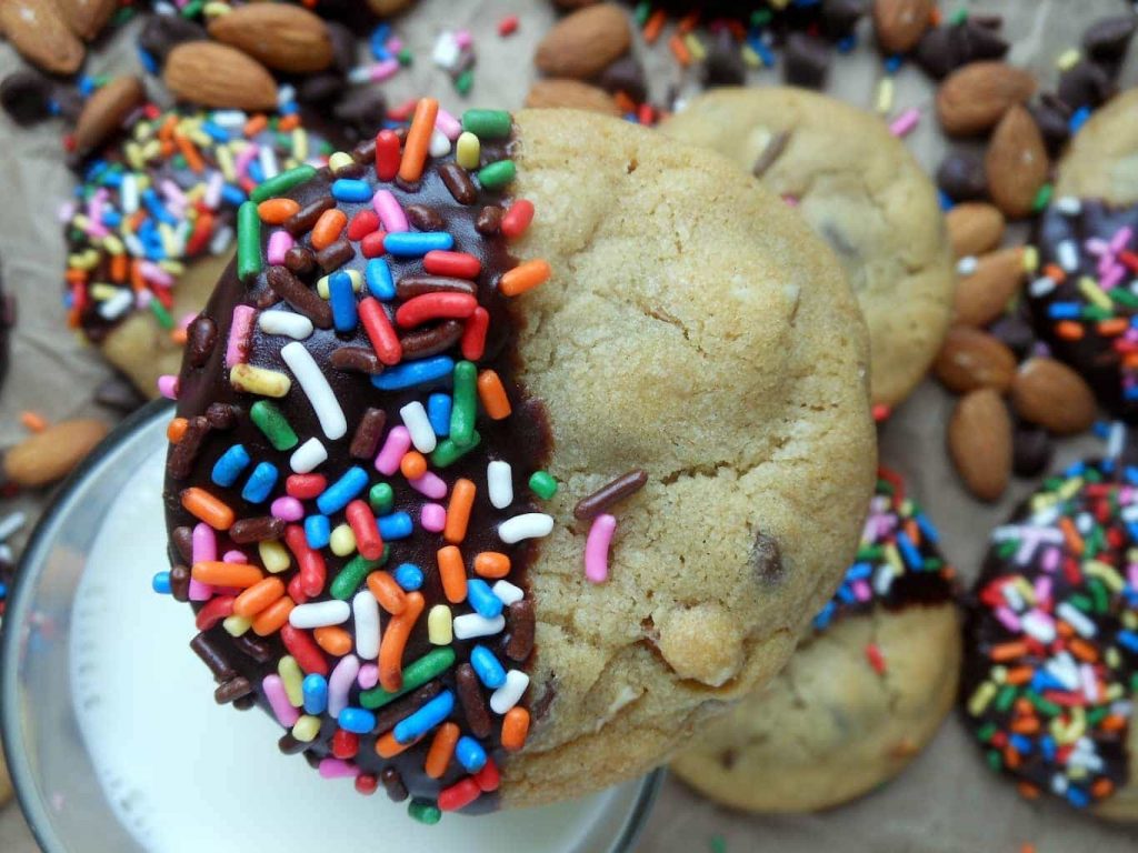 Double Chocolate Almond Sprinkled Cookies