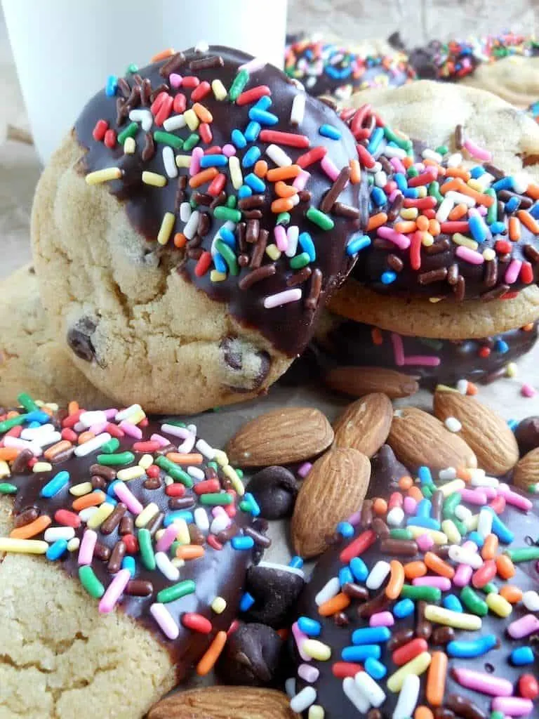Double Chocolate Almond Sprinkled Cookies