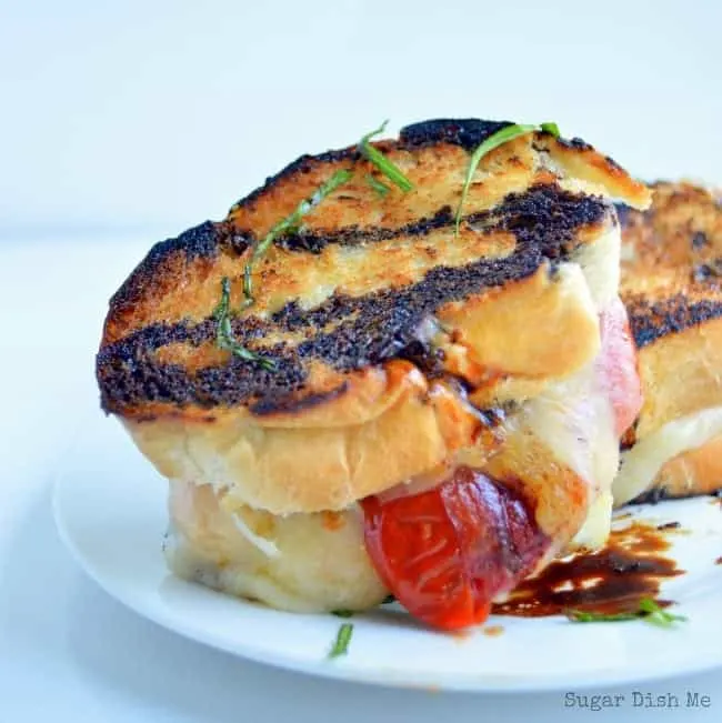 Grilled Cheese and Tomato Sandwiches with Balsamic and Basil