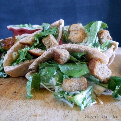 Caesar Salad Pitas with Lightened Up Caesar Dressing