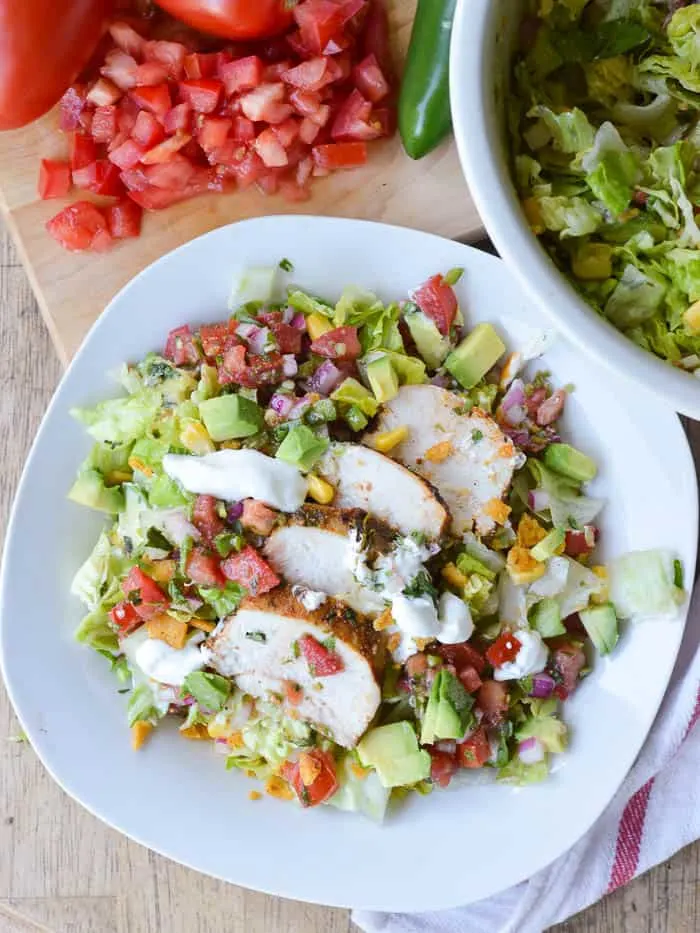 a plate of chopped southwest salad