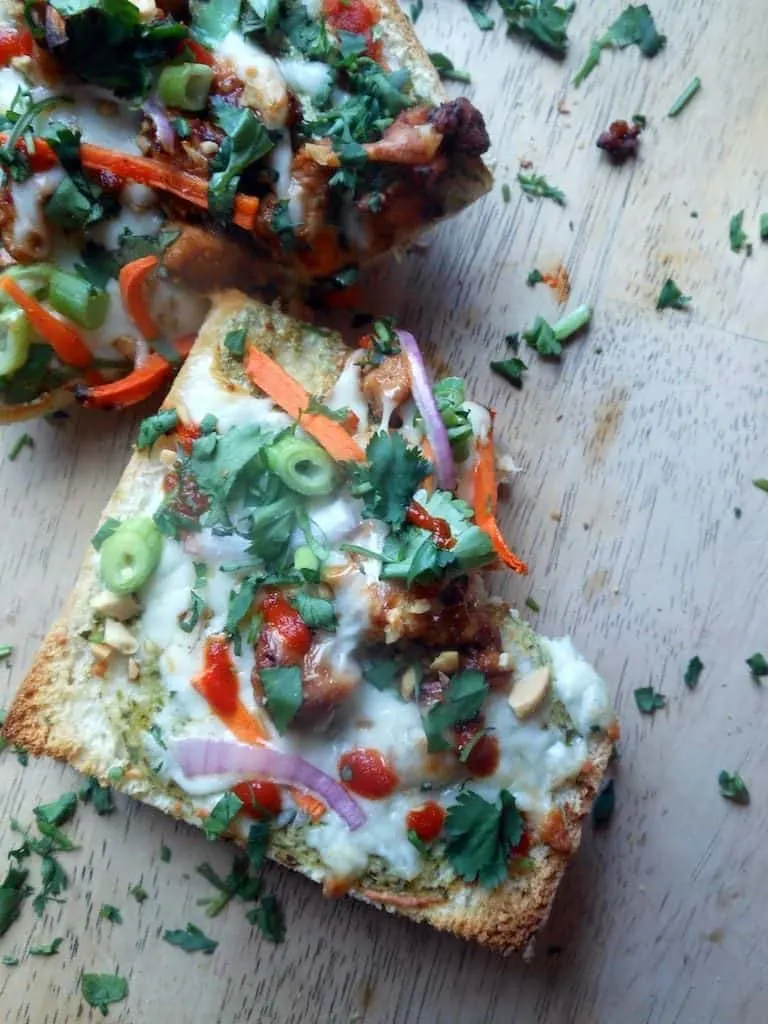 Thai Chicken French Bread Pizza