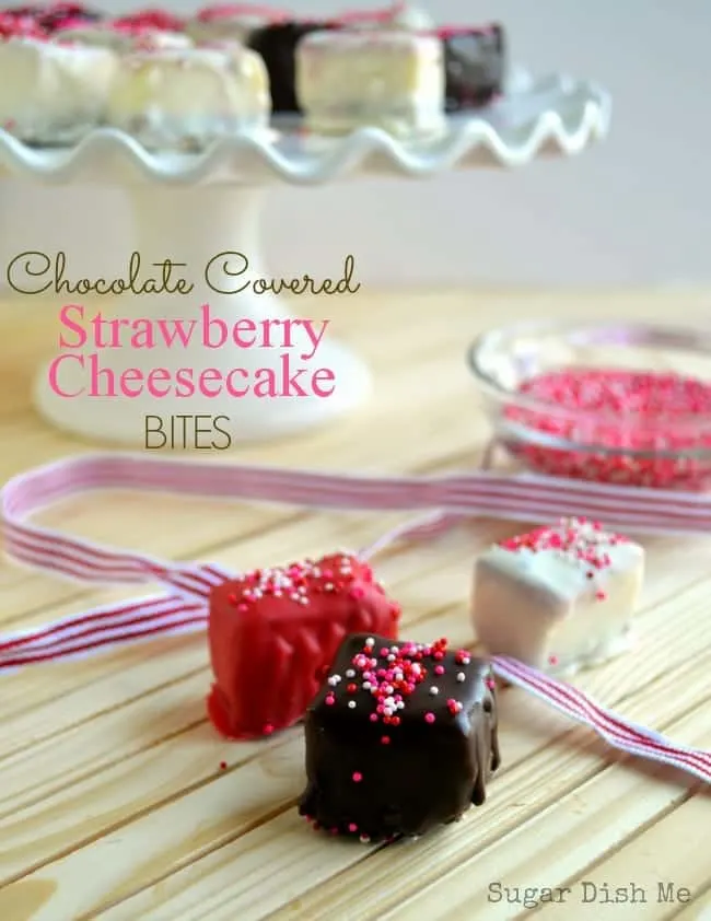 Chocolate Covered Strawberry Cheesecake Bites