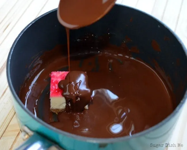 Cheesecake Bites Covered in Chocolate