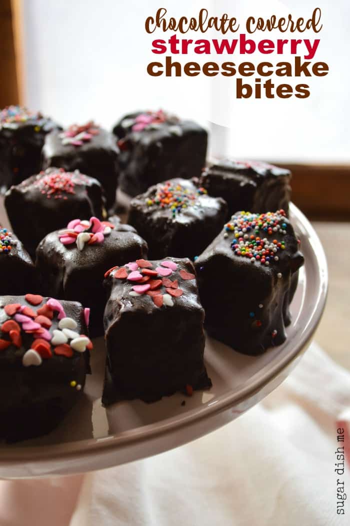 Chocolate Covered Strawberry Cheesecake Bites