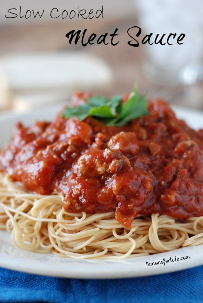 Easy Slow Cooker Meat Sauce by www.lemonsforlulu.com