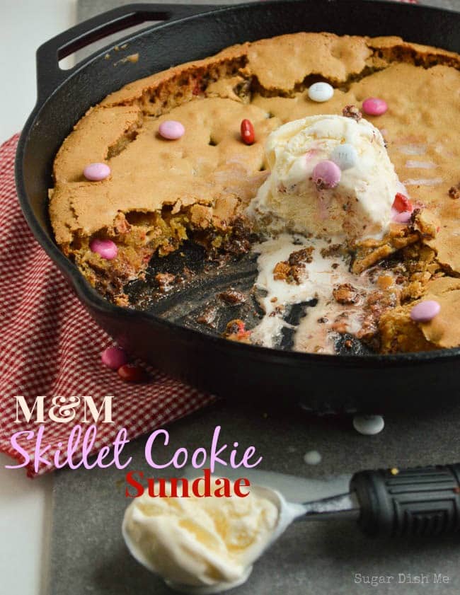 M & M Skillet Cookie Sundae