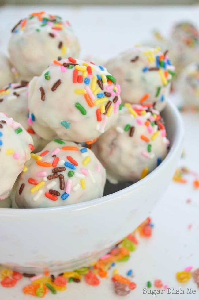Rainbow Crunch Balls made with Fruity Pebbles