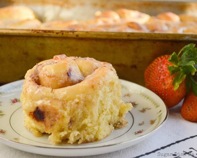 Orange Sweet Rolls filled with Strawberries and Cream Cheese