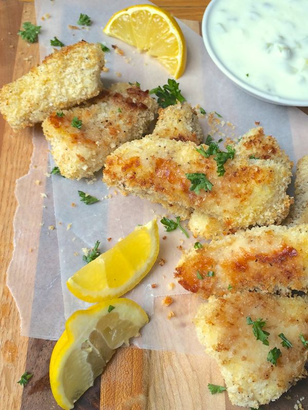 Crispy Baked Fish Sticks with Homemade Tartar Sauce via The Lemon Bowl; Meal Plans Made Simple