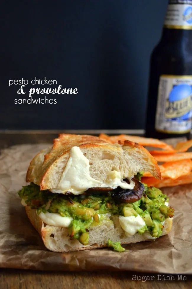 Pesto Chicken and Provolone Sandwiches via www.sugardishme.com