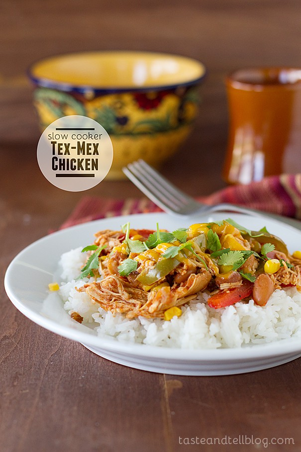 Slow Cooker Tex Mex Chicken via Taste & Tell Blog; Meal Plans Made Simple