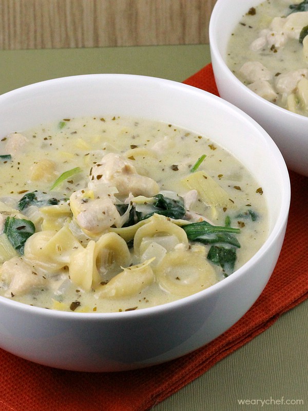 Creamy Pesto Chicken Soup via The Weary Chef; Meal Plans Made Simple