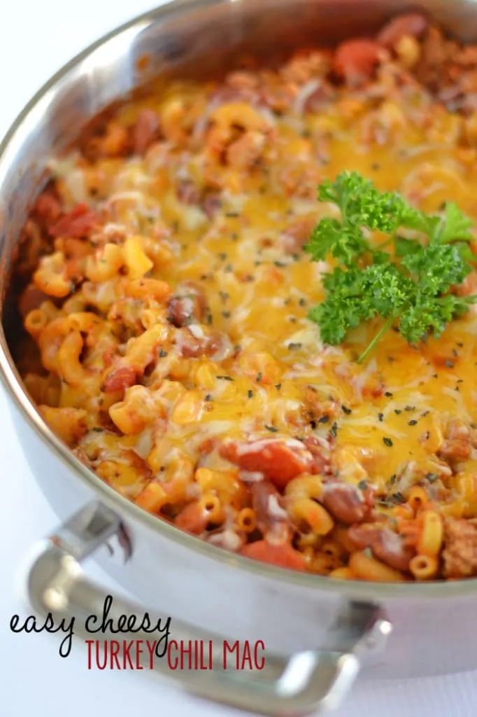 Easy Cheesy Turkey Chili Mac via Kitchen Meets Girl; Meal Plans Made Simple
