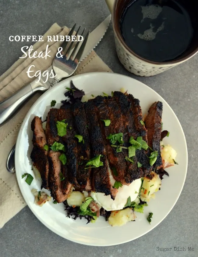 Coffee Rubbed Steak and Eggs via www.sugardishme.com